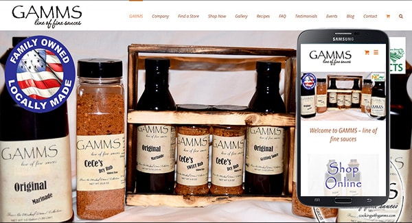 Web Design Example - GAMMS Sauces